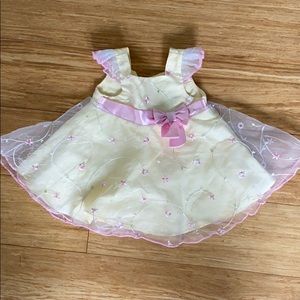 Spring pink yellow flower dress